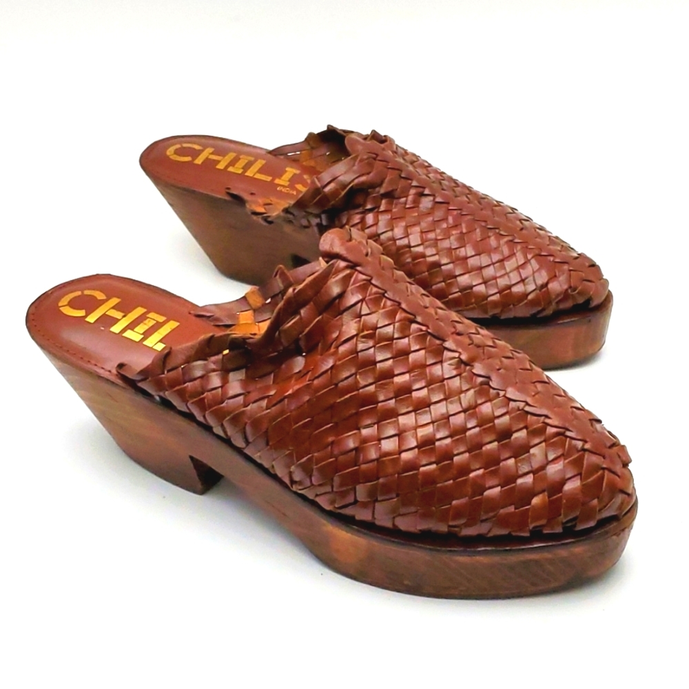 CHILIS Size 10 Ladies Leather Platform Sandal